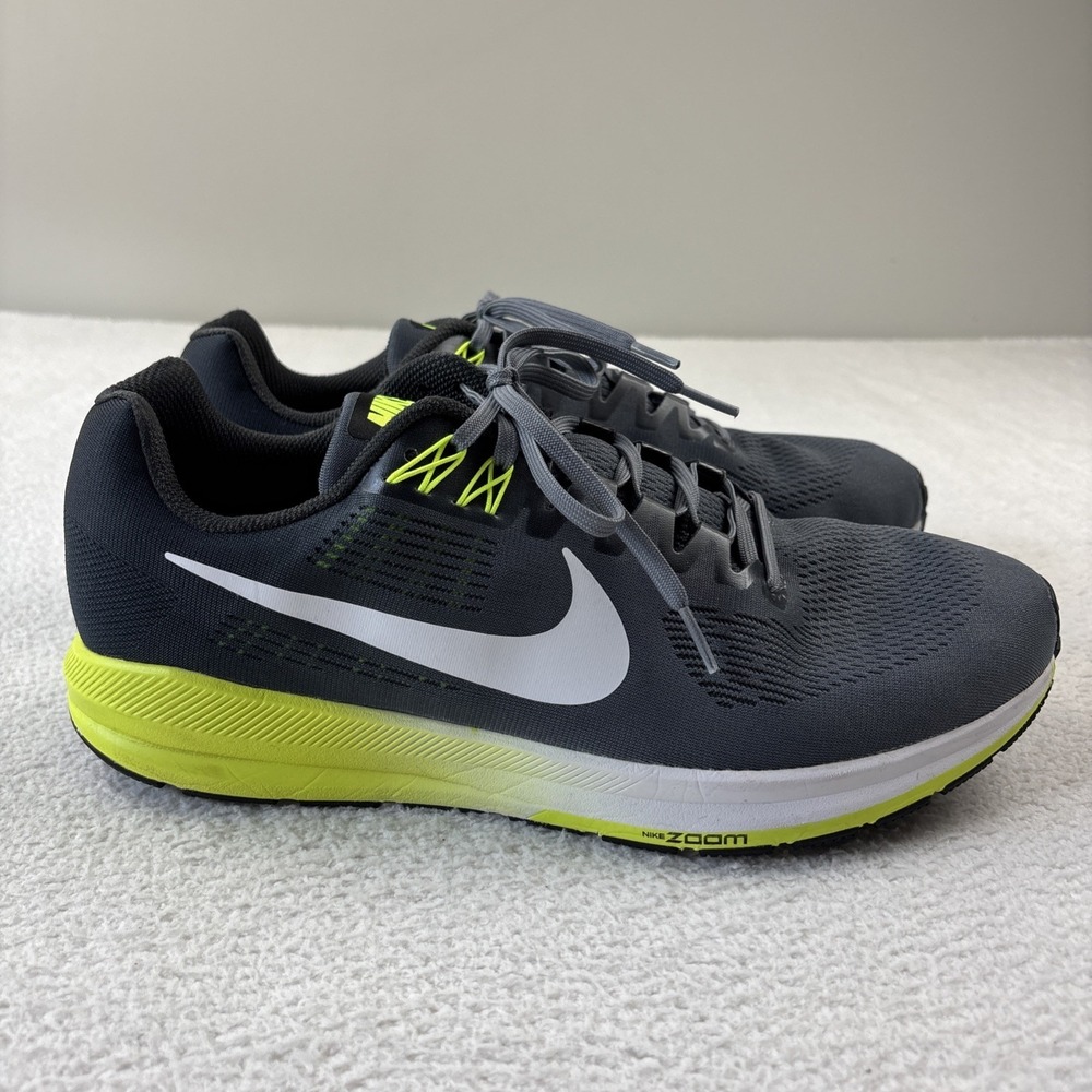 NIKE 'Zoom Structure 21' Mens Running Shoes Size 13 Gray/Volt Athletic Sneakers - Picture 9 of 13